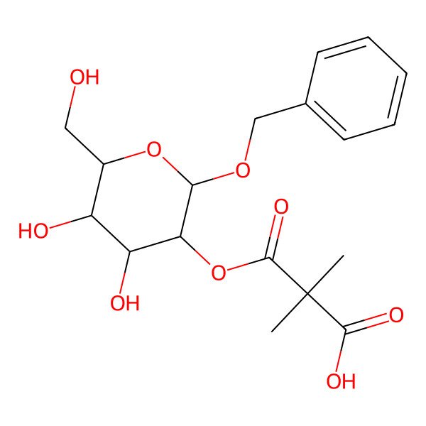 2D Structure of 3-[4,5-Dihydroxy-6-(hydroxymethyl)-2-phenylmethoxyoxan-3-yl]oxy-2,2-dimethyl-3-oxopropanoic acid