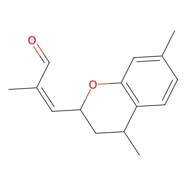 2D Structure of 3-(4,7-dimethyl-3,4-dihydro-2H-chromen-2-yl)-2-methylprop-2-enal