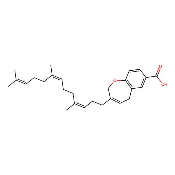 2D Structure of 3-(4,8,12-Trimethyltrideca-3,7,11-trienyl)-2,5-dihydro-1-benzoxepine-7-carboxylic acid