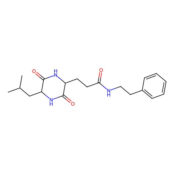 2D Structure of 3-[5-(2-methylpropyl)-3,6-dioxopiperazin-2-yl]-N-(2-phenylethyl)propanamide