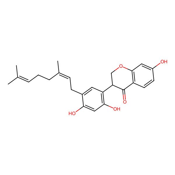 2D Structure of 3-[5-(3,7-Dimethylocta-2,6-dienyl)-2,4-dihydroxyphenyl]-7-hydroxy-2,3-dihydrochromen-4-one