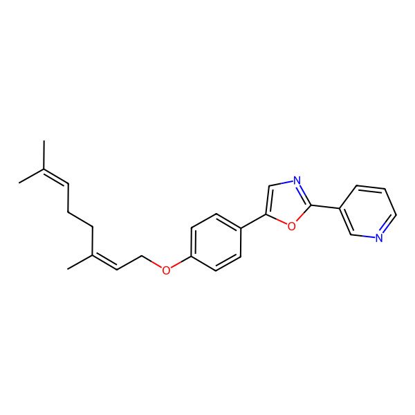 2D Structure of 3-(5-{4-[(3,7-Dimethylocta-2,6-dien-1-YL)oxy]phenyl}-1,3-oxazol-2-YL)pyridine