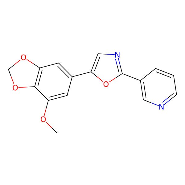 2D Structure of 3-[5-(7-Methoxy-2H-1,3-benzodioxol-5-yl)-1,3-oxazol-2-yl]pyridine