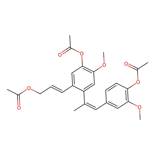 2D Structure of 3-[5-Acetyloxy-2-[1-(4-acetyloxy-3-methoxyphenyl)prop-1-en-2-yl]-4-methoxyphenyl]prop-2-enyl acetate
