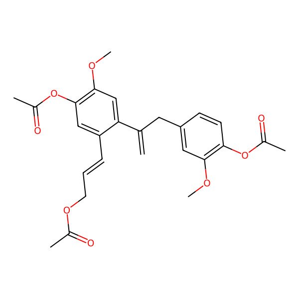 2D Structure of 3-[5-Acetyloxy-2-[3-(4-acetyloxy-3-methoxyphenyl)prop-1-en-2-yl]-4-methoxyphenyl]prop-2-enyl acetate