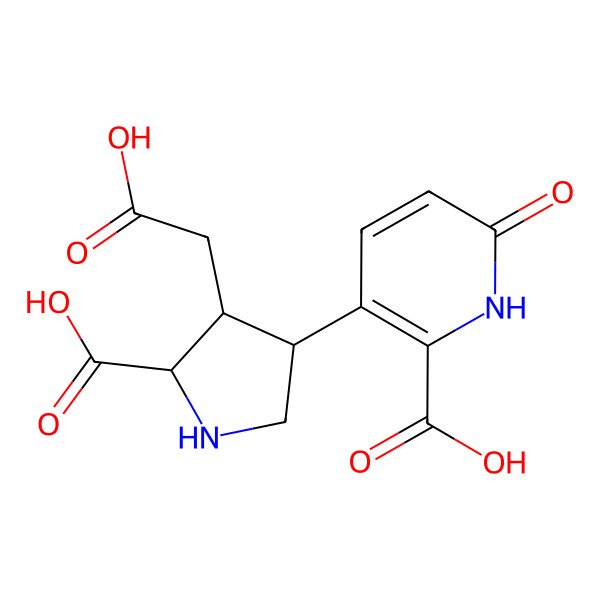 2D Structure of 3-[5-carboxy-4-(carboxymethyl)pyrrolidin-3-yl]-6-oxo-1H-pyridine-2-carboxylic acid