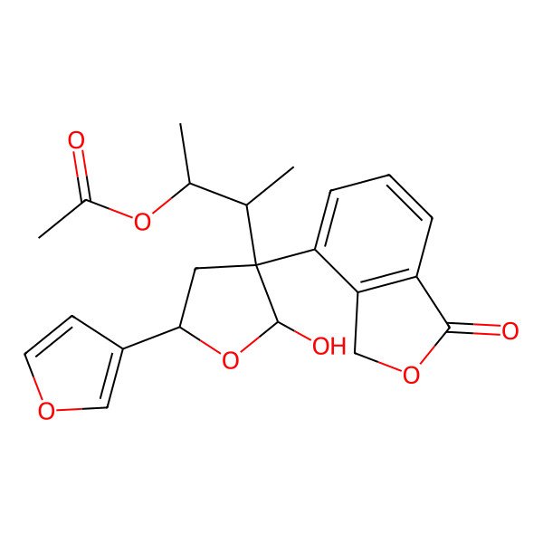 2D Structure of 3-[5-(furan-3-yl)-2-hydroxy-3-(1-oxo-3H-2-benzofuran-4-yl)oxolan-3-yl]butan-2-yl acetate