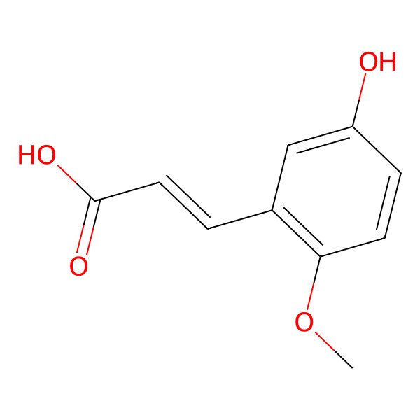 2D Structure of 3-(5-Hydroxy-2-methoxyphenyl)prop-2-enoic acid 2D Structure of 3-(5-Hydroxy-2-methoxyphenyl)prop-2-enoic acid