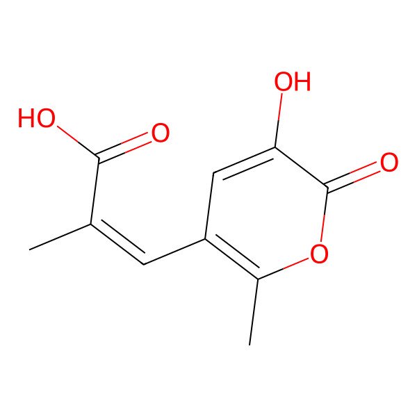 2D Structure of 3-(5-Hydroxy-2-methyl-6-oxopyran-3-yl)-2-methylprop-2-enoic acid