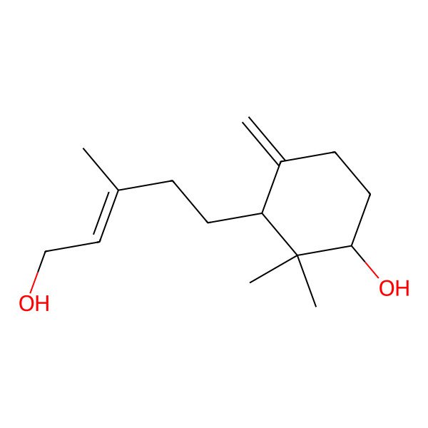 2D Structure of 3-(5-Hydroxy-3-methylpent-3-enyl)-2,2-dimethyl-4-methylidenecyclohexan-1-ol