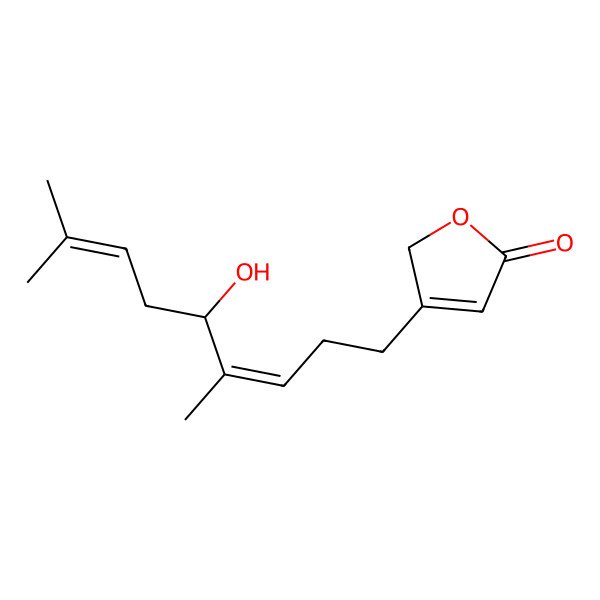 2D Structure of 3-(5-hydroxy-4,8-dimethylnona-3,7-dienyl)-2H-furan-5-one
