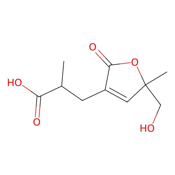 2D Structure of 3-(5-Hydroxymethyl-5-methyl-2-oxo-5h-furan-3-yl)-2-methylpropanoic acid