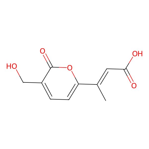 2D Structure of 3-[5-(Hydroxymethyl)-6-oxopyran-2-yl]but-2-enoic acid