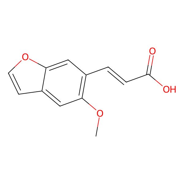2D Structure of 3-(5-Methoxy-1-benzofuran-6-yl)prop-2-enoic acid 2D Structure of 3-(5-Methoxy-1-benzofuran-6-yl)prop-2-enoic acid
