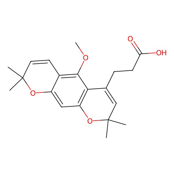 2D Structure of 3-(5-Methoxy-2,2,8,8-tetramethylpyrano[3,2-g]chromen-4-yl)propanoic acid