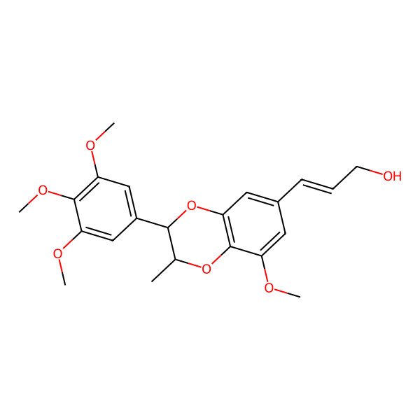 2D Structure of 3-[5-Methoxy-3-methyl-2-(3,4,5-trimethoxyphenyl)-2,3-dihydro-1,4-benzodioxin-7-yl]prop-2-en-1-ol