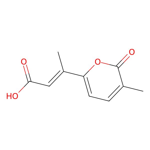 2D Structure of 3-(5-Methyl-6-oxopyran-2-yl)but-2-enoic acid