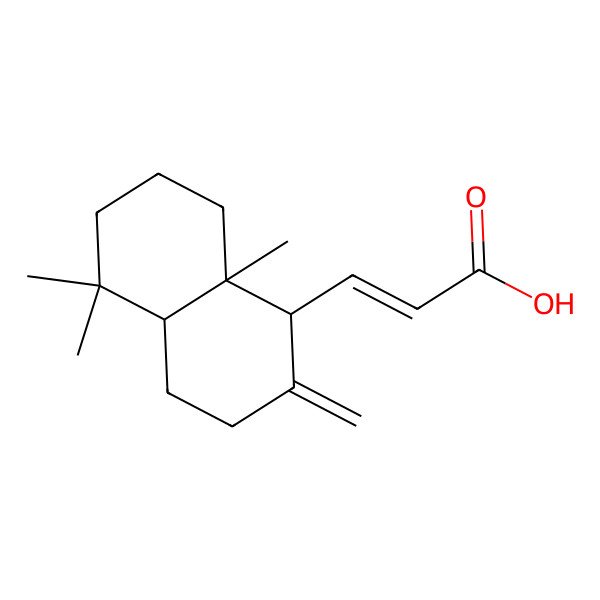 2D Structure of 3-(5,5,8a-trimethyl-2-methylidene-3,4,4a,6,7,8-hexahydro-1H-naphthalen-1-yl)prop-2-enoic acid