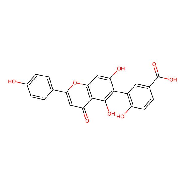 2D Structure of 3-[5,7-Dihydroxy-2-(4-hydroxyphenyl)-4-oxochromen-6-yl]-4-hydroxybenzoic acid