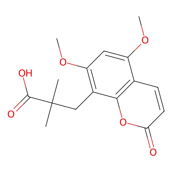 2D Structure of 3-(5,7-Dimethoxy-2-oxochromen-8-yl)-2,2-dimethylpropanoic acid