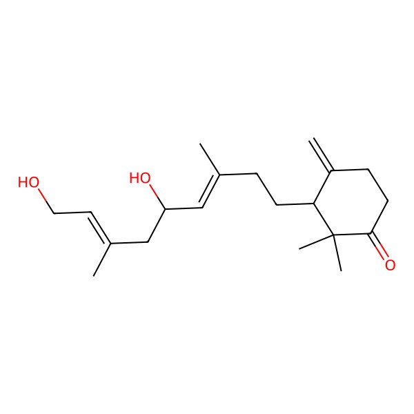 2D Structure of 3-(5,9-Dihydroxy-3,7-dimethylnona-3,7-dienyl)-2,2-dimethyl-4-methylidenecyclohexan-1-one