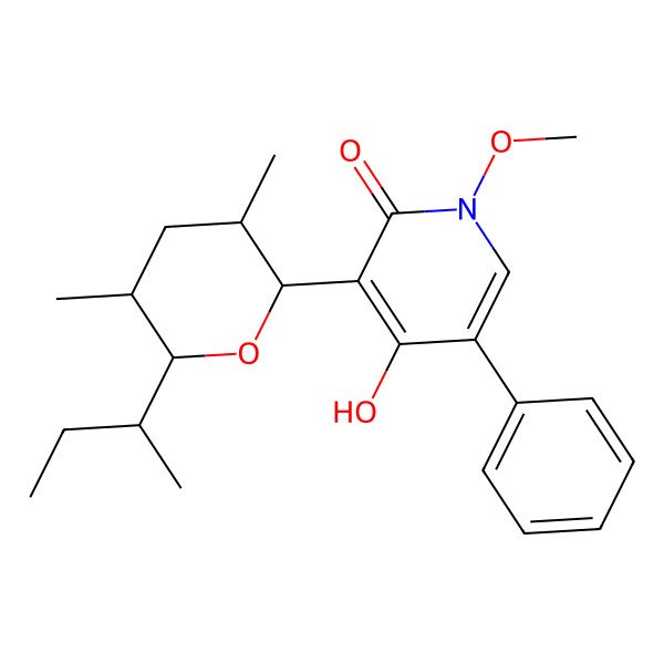 2D Structure of 3-(6-Butan-2-yl-3,5-dimethyloxan-2-yl)-4-hydroxy-1-methoxy-5-phenylpyridin-2-one