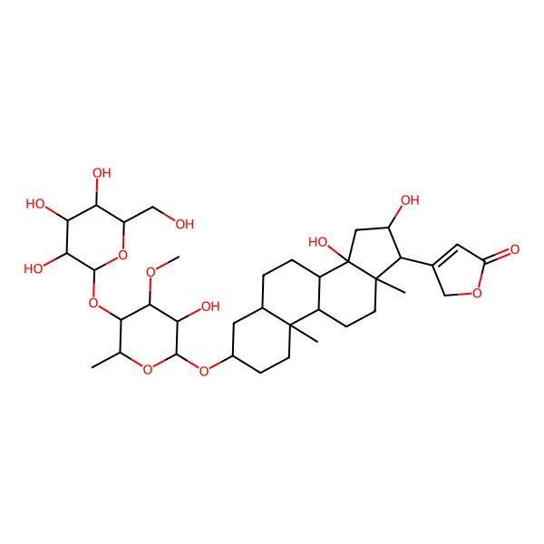 2D Structure of 3-[(6-Deoxy-4-O-hexopyranosyl-3-O-methylhexopyranosyl)oxy]-14,16-dihydroxycard-20(22)-enolide