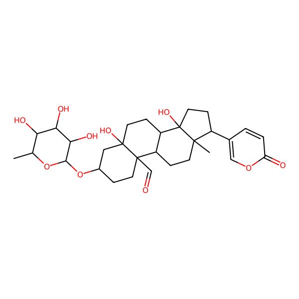 2D Structure of 3-[(6-Deoxyhexopyranosyl)oxy]-5,14-dihydroxy-19-oxobufa-20,22-dienolide