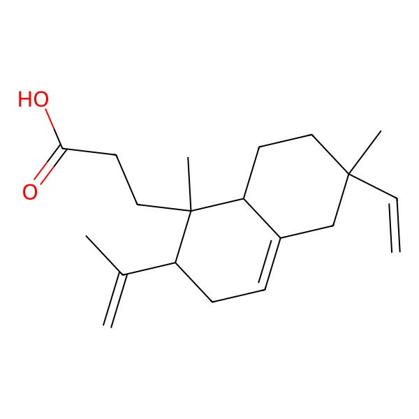 2D Structure of 3-(6-Ethenyl-1,6-dimethyl-2-prop-1-en-2-yl-2,3,5,7,8,8a-hexahydronaphthalen-1-yl)propanoic acid
