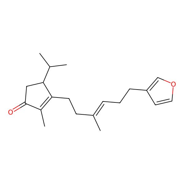2D Structure of 3-[6-(Furan-3-yl)-3-methylhex-3-enyl]-2-methyl-4-propan-2-ylcyclopent-2-en-1-one