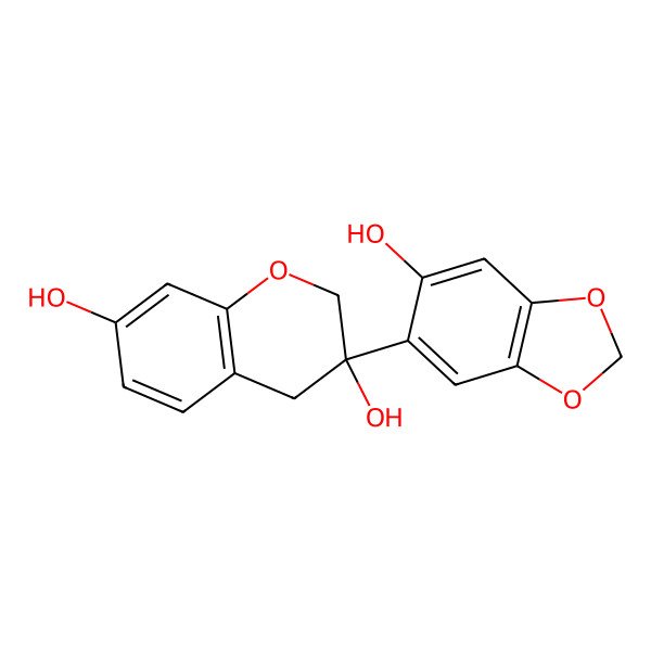 2D Structure of 3-(6-Hydroxy-1,3-benzodioxol-5-yl)-2,4-dihydrochromene-3,7-diol