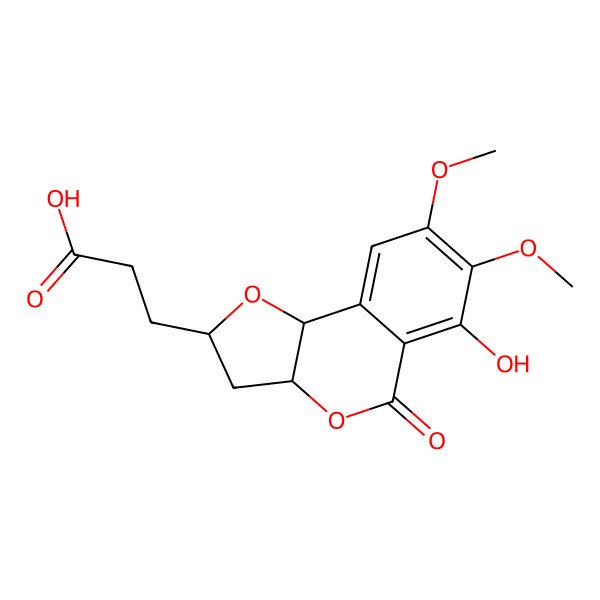 2D Structure of 3-(6-Hydroxy-7,8-dimethoxy-5-oxo-2,3,3a,9b-tetrahydrofuro[3,2-c]isochromen-2-yl)propanoic acid