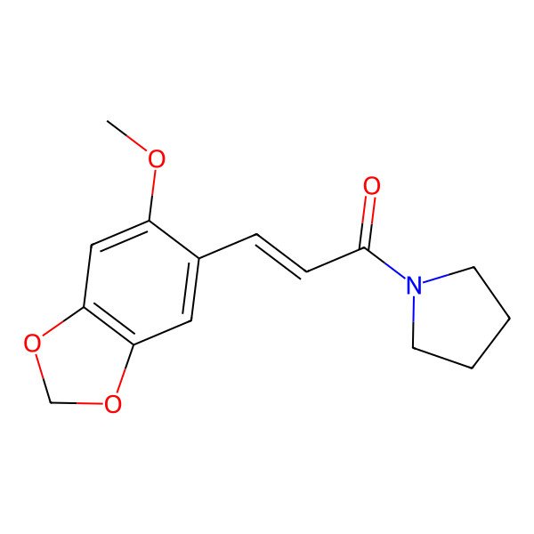 2D Structure of 3-(6-Methoxy-1,3-benzodioxol-5-yl)-1-pyrrolidin-1-ylprop-2-en-1-one