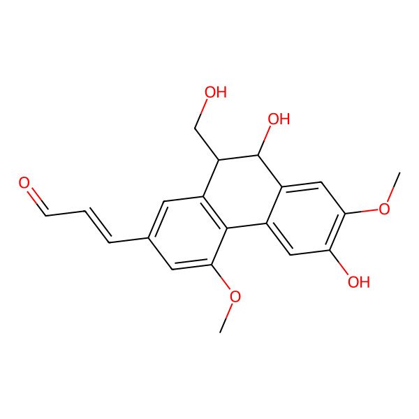 2D Structure of 3-[6,9-Dihydroxy-10-(hydroxymethyl)-4,7-dimethoxy-9,10-dihydrophenanthren-2-yl]prop-2-enal