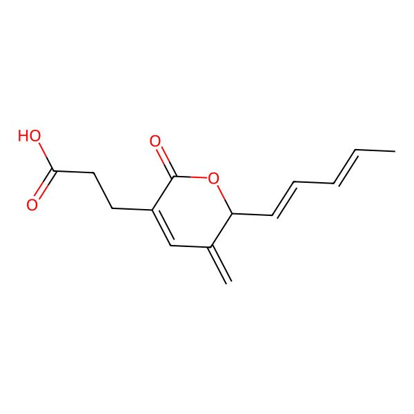 2D Structure of 3-[(6S)-5-methylidene-2-oxo-6-[(1E,3E)-penta-1,3-dienyl]pyran-3-yl]propanoic acid