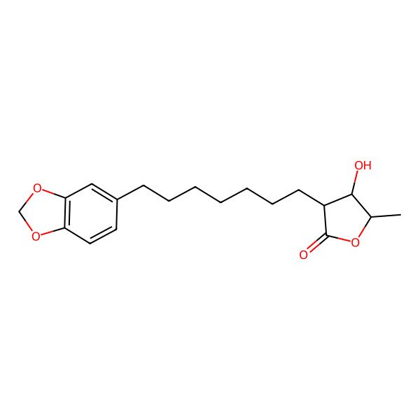 2D Structure of 3-[7-(1,3-Benzodioxol-5-yl)heptyl]-4-hydroxy-5-methyloxolan-2-one
