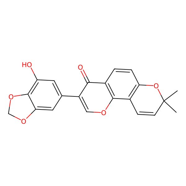 2D Structure of 3-(7-Hydroxy-1,3-benzodioxol-5-yl)-8,8-dimethylpyrano[2,3-f]chromen-4-one