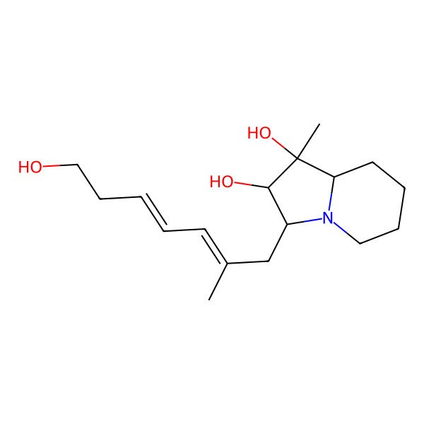 2D Structure of 3-(7-hydroxy-2-methylhepta-2,4-dienyl)-1-methyl-3,5,6,7,8,8a-hexahydro-2H-indolizine-1,2-diol