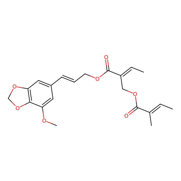 2D Structure of 3-(7-Methoxy-1,3-benzodioxol-5-yl)prop-2-enyl 2-(2-methylbut-2-enoyloxymethyl)but-2-enoate
