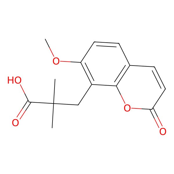 2D Structure of 3-(7-Methoxy-2-oxochromen-8-yl)-2,2-dimethylpropanoic acid 2D Structure of 3-(7-Methoxy-2-oxochromen-8-yl)-2,2-dimethylpropanoic acid