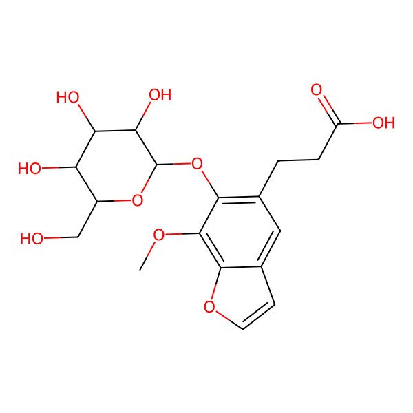 2D Structure of 3-[7-Methoxy-6-[3,4,5-trihydroxy-6-(hydroxymethyl)oxan-2-yl]oxy-1-benzofuran-5-yl]propanoic acid