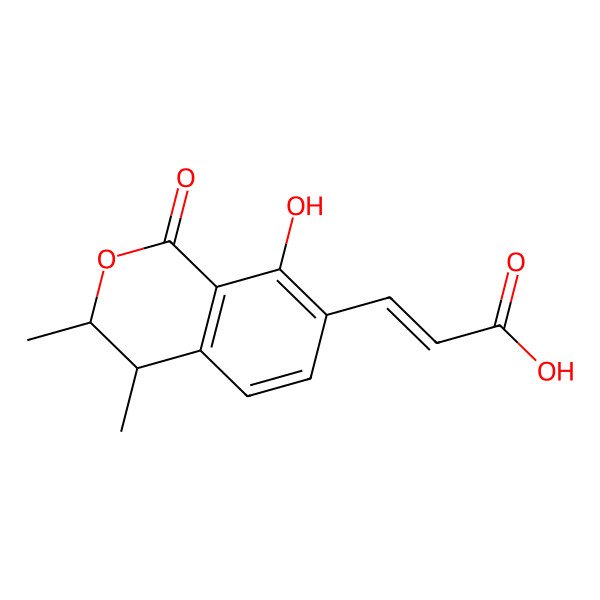 2D Structure of 3-(8-Hydroxy-3,4-dimethyl-1-oxo-3,4-dihydroisochromen-7-yl)prop-2-enoic acid