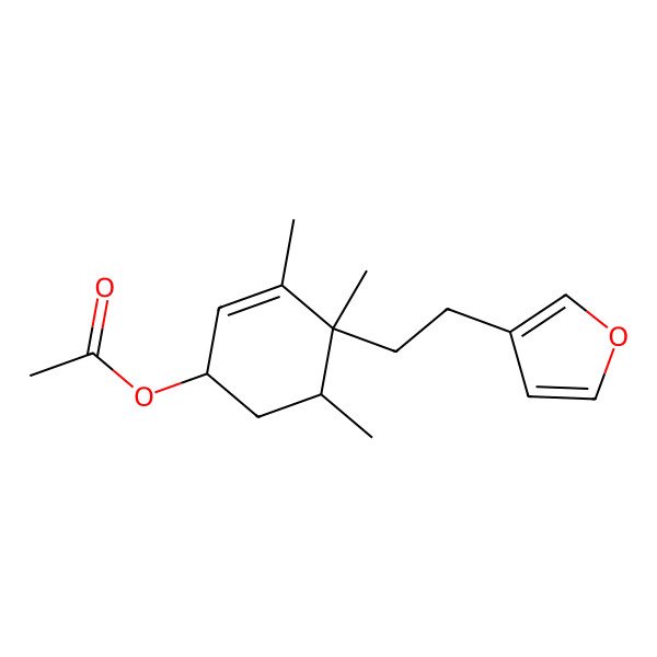 2D Structure of [(1S,4S,5R)-4-[2-(furan-3-yl)ethyl]-3,4,5-trimethylcyclohex-2-en-1-yl] acetate