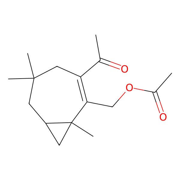 2D Structure of (3-Acetyl-1,5,5-trimethyl-2-bicyclo[5.1.0]oct-2-enyl)methyl acetate
