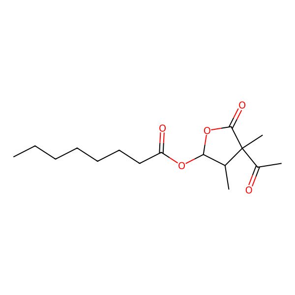 2D Structure of 3-Acetyl-3,4-dimethyl-5-octanoyloxytetrahydro-2-furanone