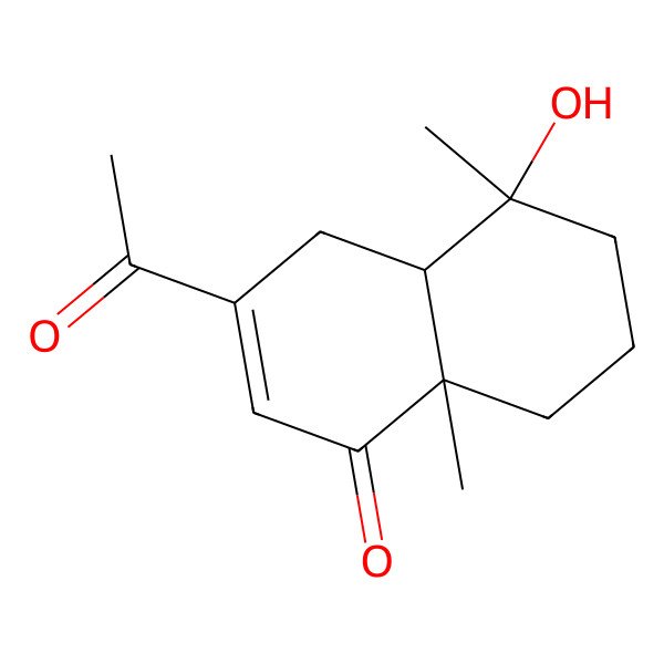 2D Structure of 3-acetyl-5-hydroxy-5,8a-dimethyl-4a,6,7,8-tetrahydro-4H-naphthalen-1-one