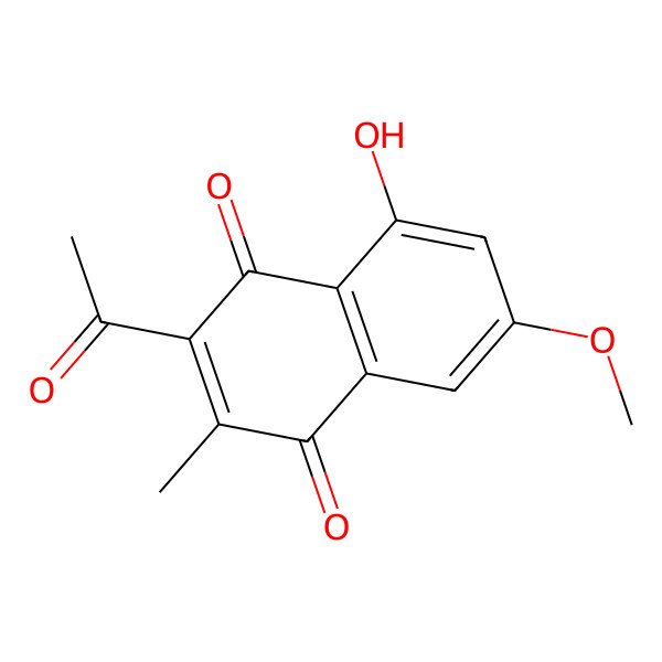 2D Structure of 3-Acetyl-5-hydroxy-7-methoxy-2-methyl-1,4-naphthoquinone