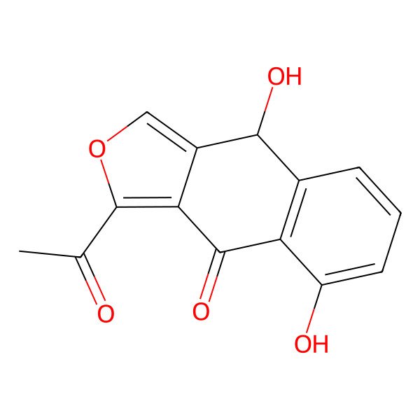 2D Structure of 3-acetyl-5,9-dihydroxy-9H-benzo[f][2]benzofuran-4-one