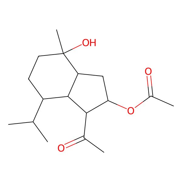 2D Structure of (3-Acetyl-7-hydroxy-7-methyl-4-propan-2-yl-1,2,3,3a,4,5,6,7a-octahydroinden-2-yl) acetate 2D Structure of (3-Acetyl-7-hydroxy-7-methyl-4-propan-2-yl-1,2,3,3a,4,5,6,7a-octahydroinden-2-yl) acetate