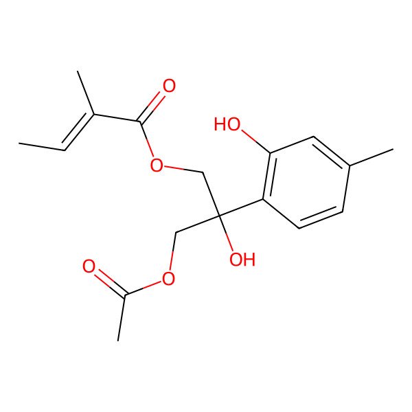 2D Structure of [3-Acetyloxy-2-hydroxy-2-(2-hydroxy-4-methylphenyl)propyl] 2-methylbut-2-enoate